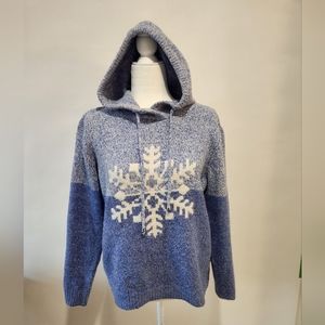 Cotton/Cashmere blend hooded snowflake sweater